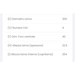 lama per affettatrice 300 diametro 30cm interno 254 mm foro centrale 40mm quattro fori  materiale c45